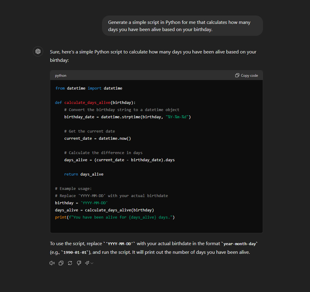A Simple Python Script that Turns Your Birthday Into Days Lived